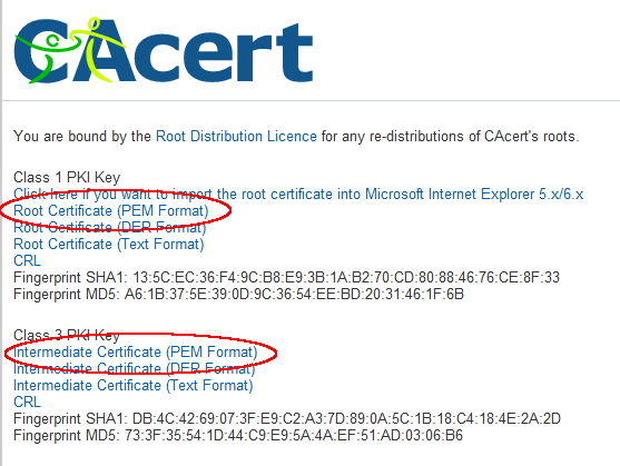 Twee mogelijk certificaten. De eerste is onmisbaar.