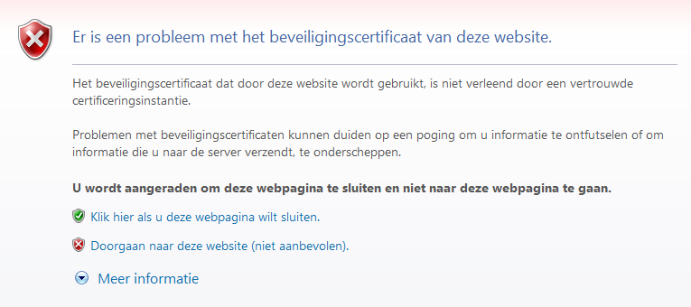 Foutmelding in Internet Explorer