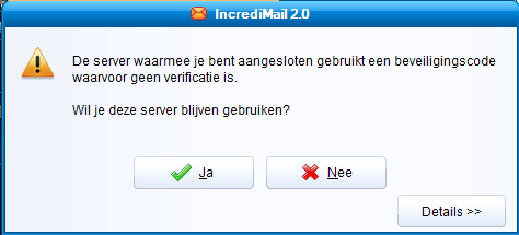 Foutmelding van Incredimail2